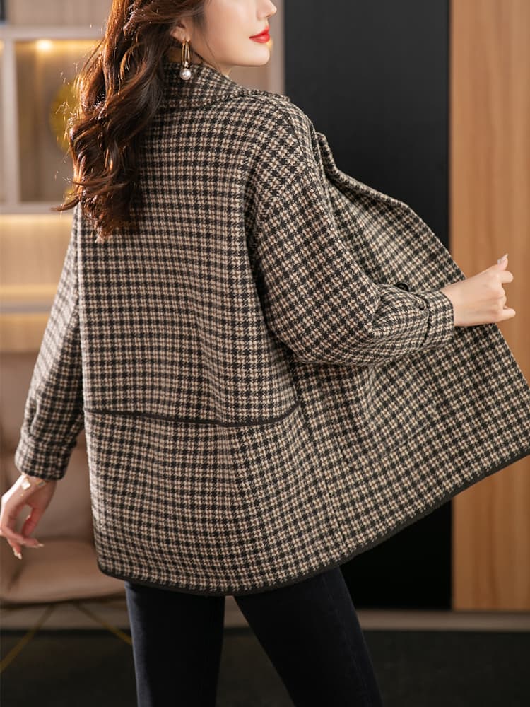 チェック服 レトロチェック柄テーラードコート