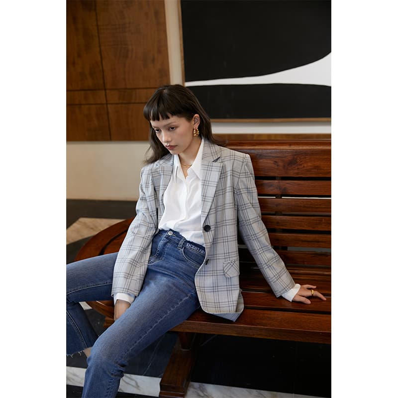 チェック服 チェック柄ビッグシルエットジャケット