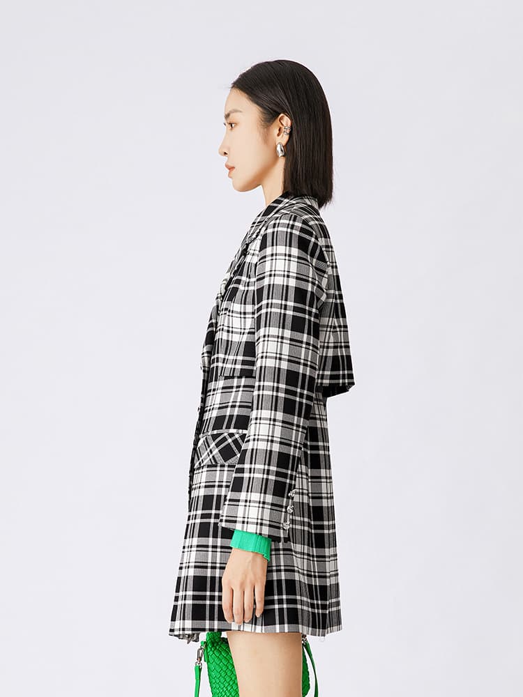 チェック服 レイヤード風チェック柄ワンピース