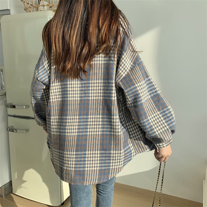 チェック 服 トップスレディース長袖チェック柄シャツ