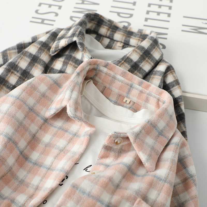 チェック柄ファッション ふんわり起毛チェックシャツジャケット