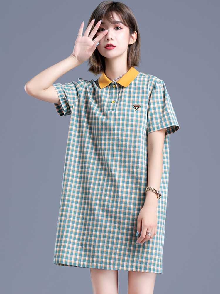 チェック服 チェック柄襟付きワンピース