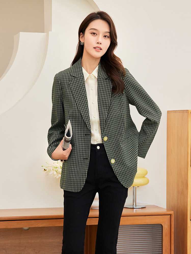 チェック服 クラシック格子柄テーラードジャケット