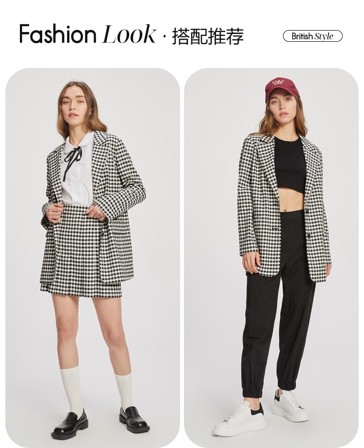 チェック服 レトロチェック柄テーラードジャケット