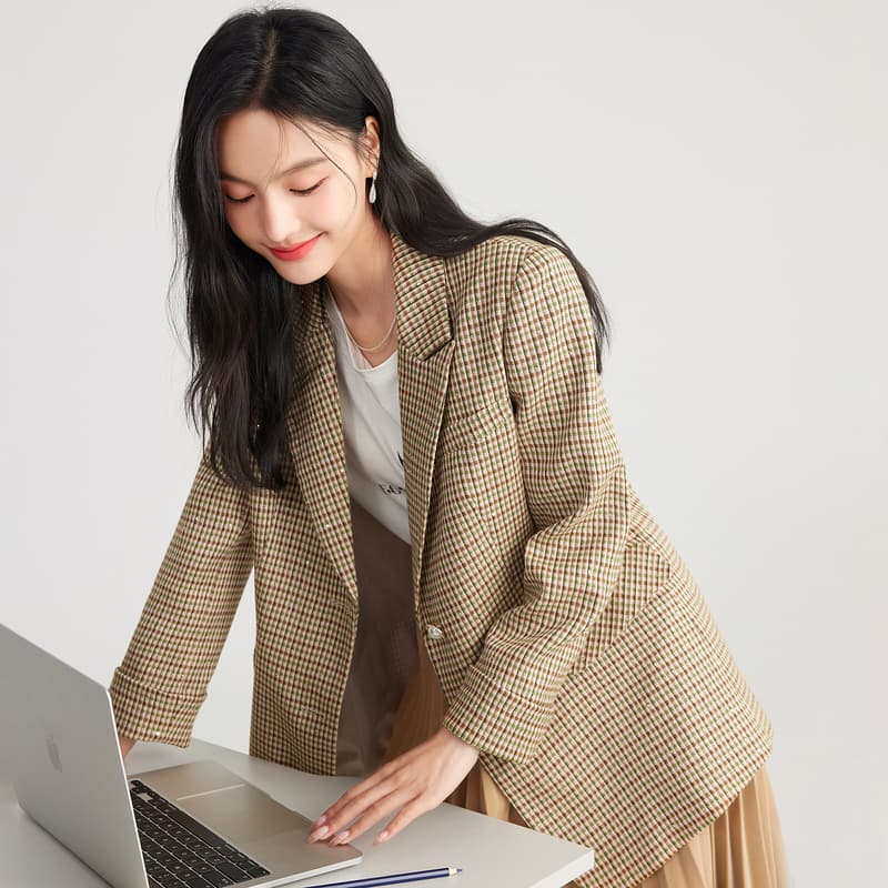 チェック服 クラシックチェック柄テーラードジャケット