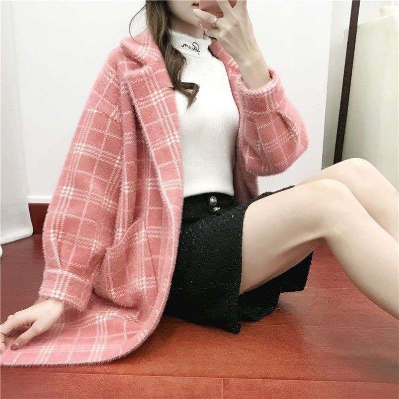 チェック柄ファッション ふわもこチェックコート