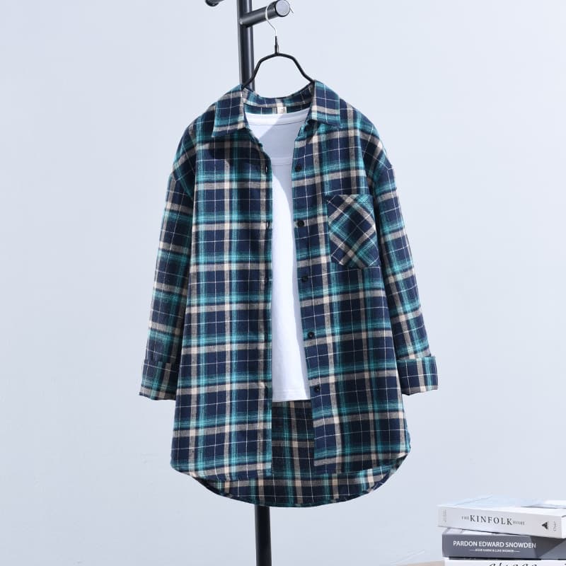 チェック柄ファッション ゆったりチェック柄シャツ