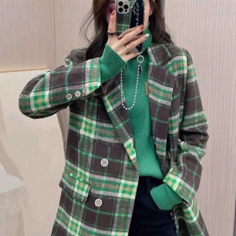 チェック服 格子柄デザインジャケット