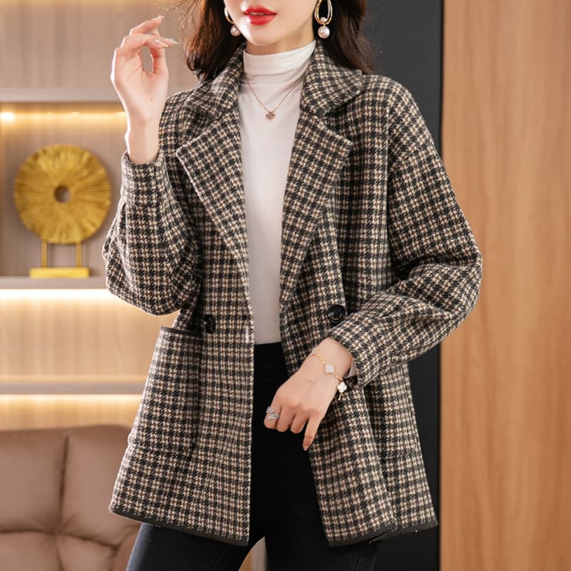 チェック服 レトロチェック柄テーラードコート