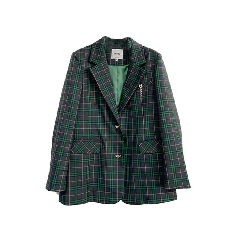 チェック服 クラシック格子柄テーラードジャケット