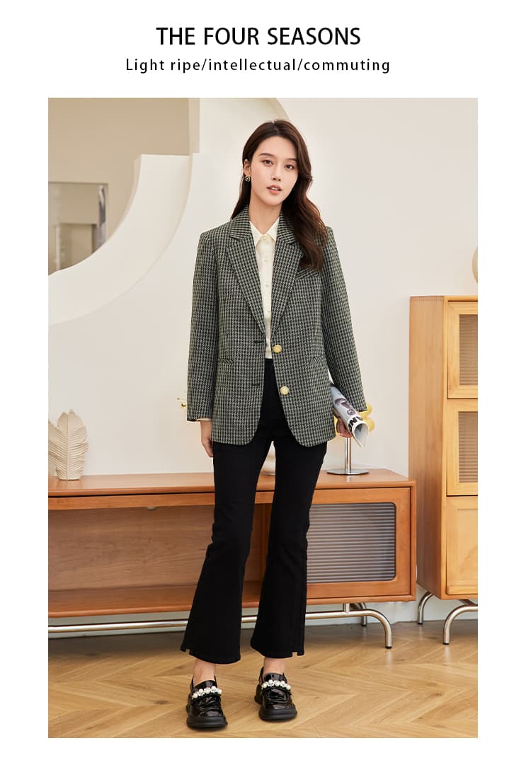 チェック服 クラシック格子柄テーラードジャケット