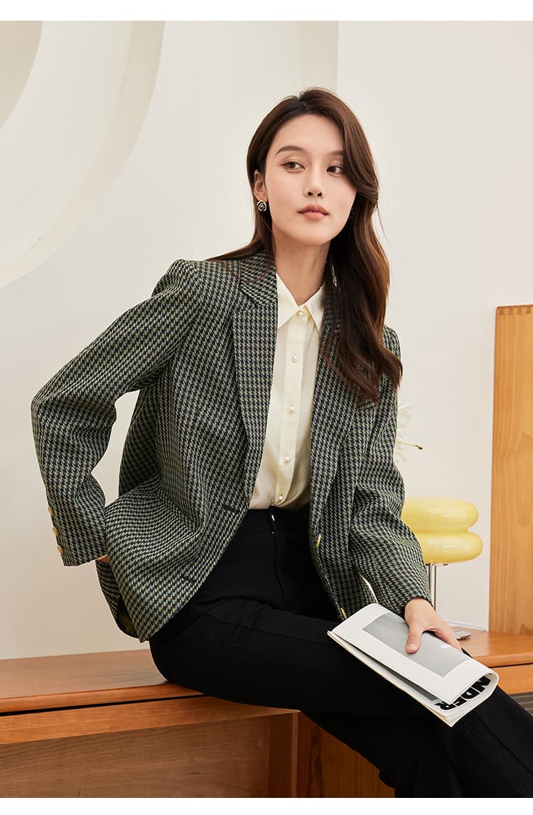 チェック服 クラシック格子柄テーラードジャケット