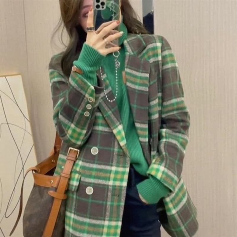 チェック服 格子柄デザインジャケット
