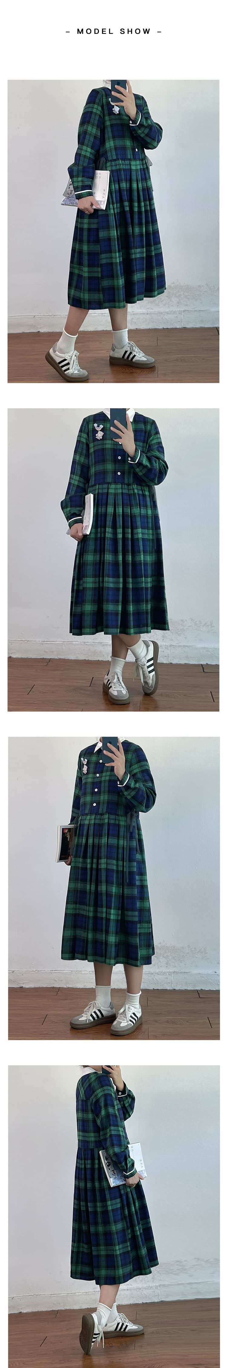チェック服 レトロ学院風チェックワンピース