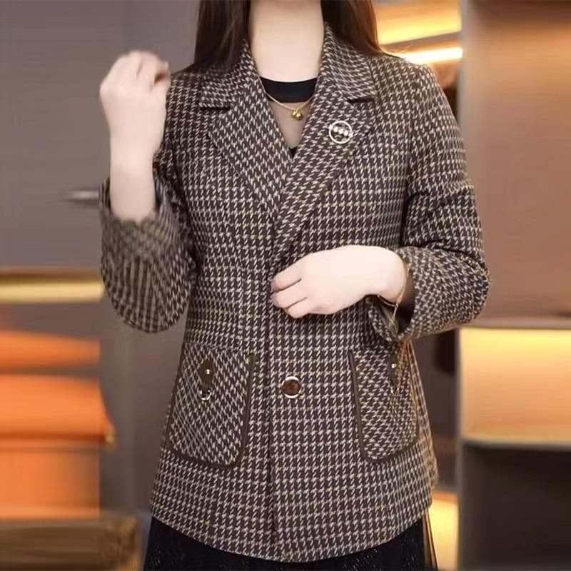 チェック服 千鳥格子柄ショート丈ジャケット