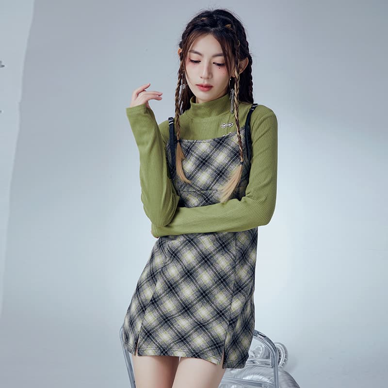 チェック服 チェック柄キャミソールワンピース
