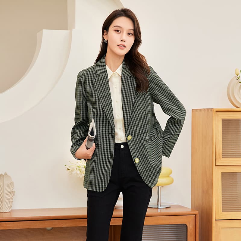 チェック服 クラシック格子柄テーラードジャケット