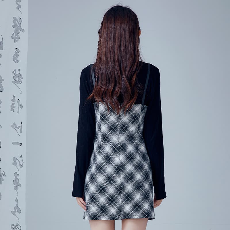 チェック服 チェック柄キャミソールワンピース
