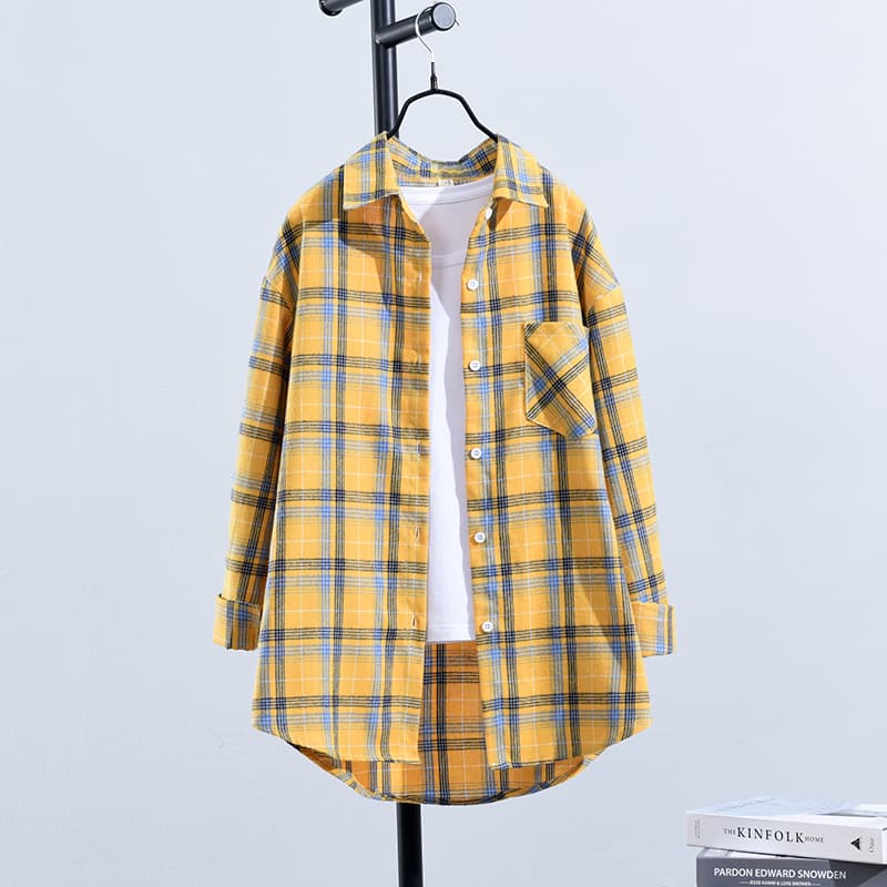 チェック柄ファッション ゆったりチェック柄シャツ