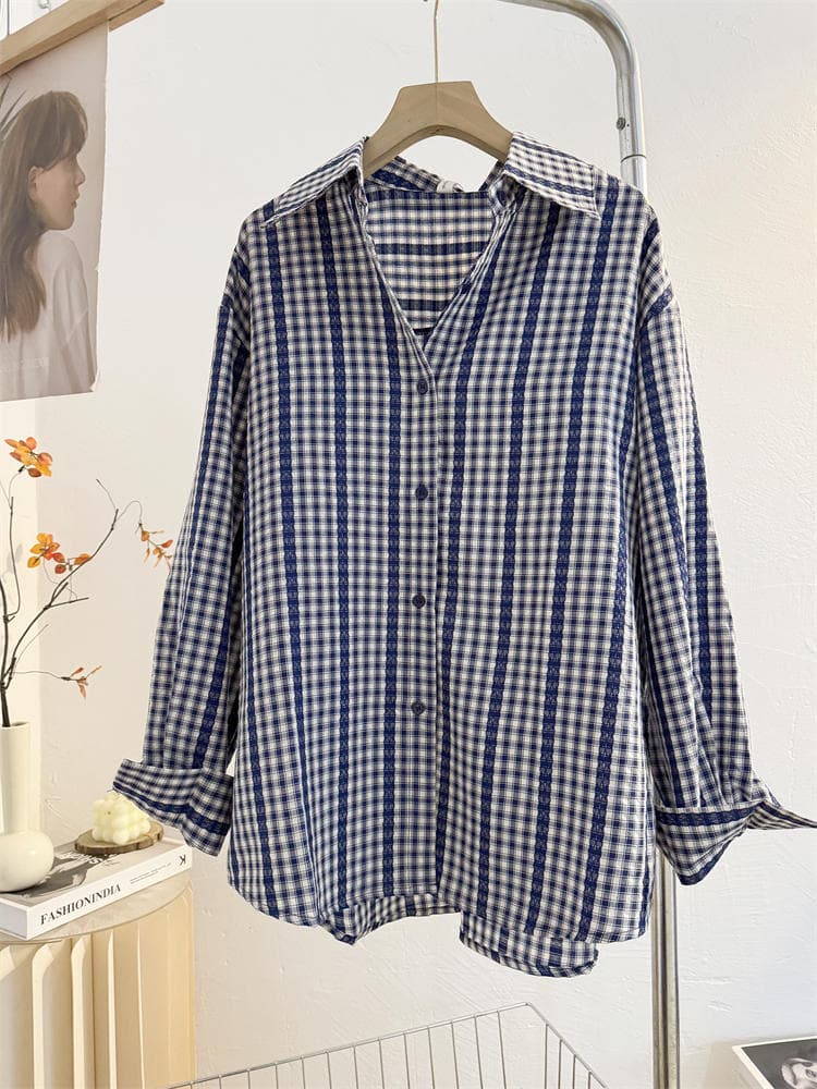 チェック柄ファッション クラシックチェック柄ロングシャツ