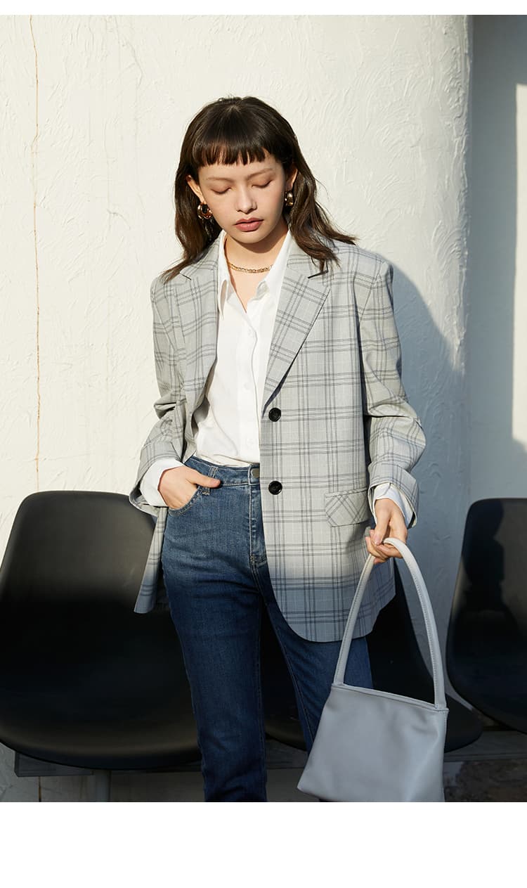 チェック服 チェック柄ビッグシルエットジャケット