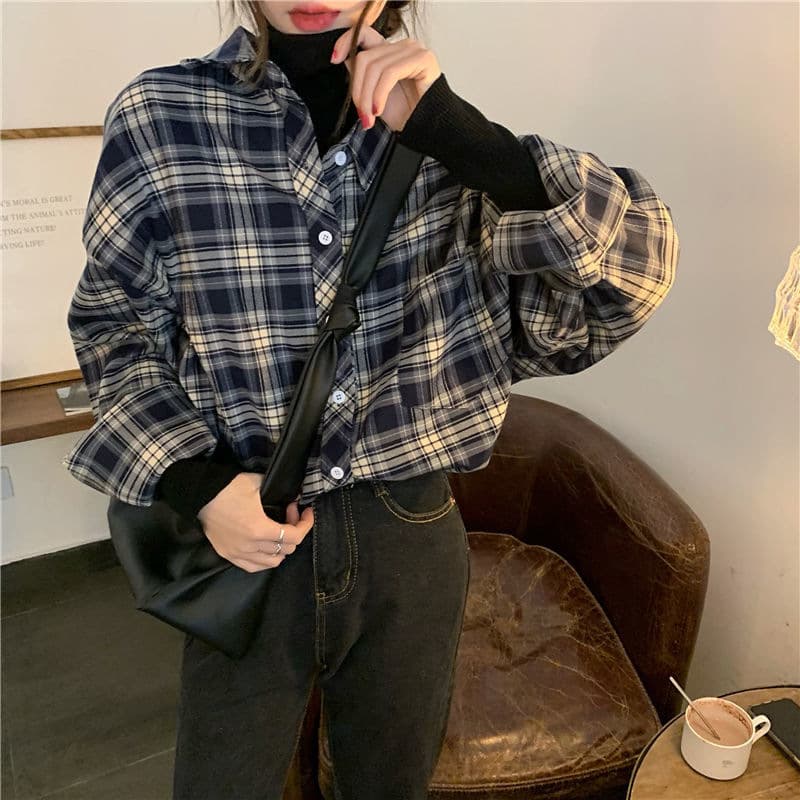 チェック 服 チェック柄長袖シャツ レディース ゆったり羽織りトップス
