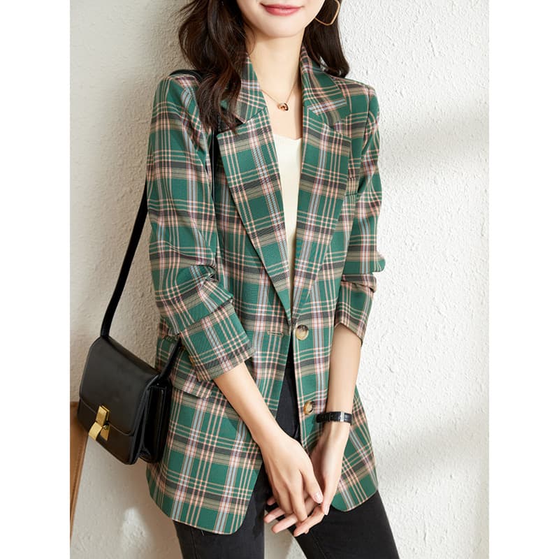 チェック服 上品チェック柄テーラードジャケット