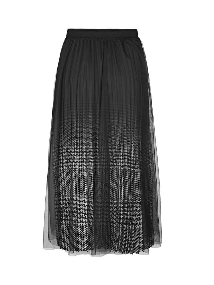 チェック服 チュールレイヤード格子柄ロングスカート