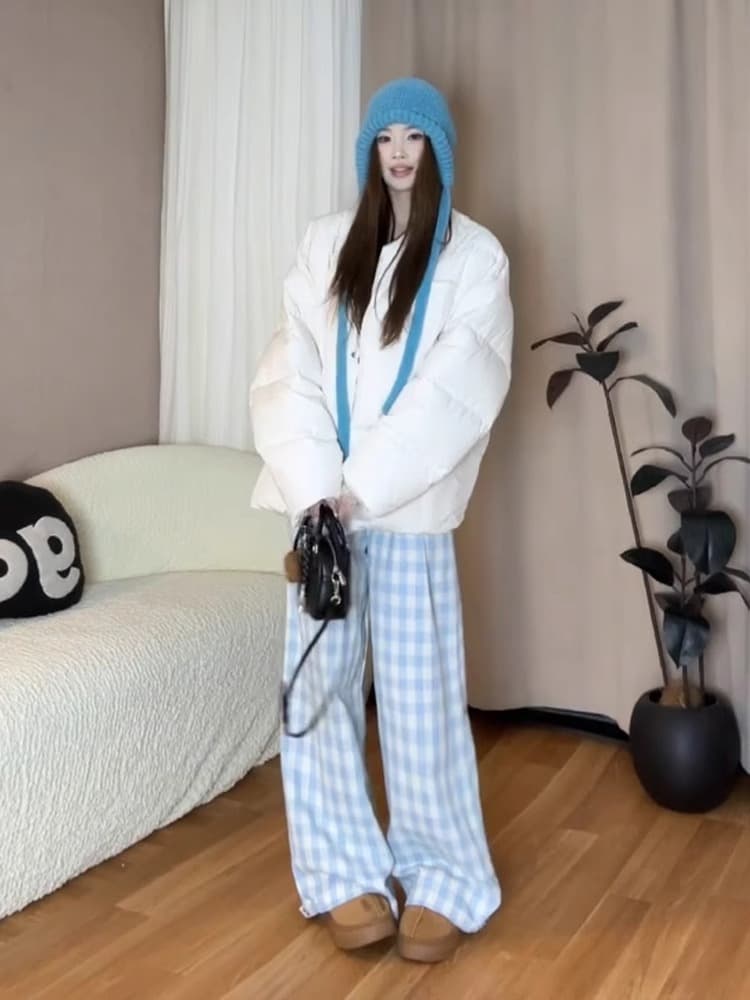チェック柄ファッション ゆったりチェックパンツ ルームウェア