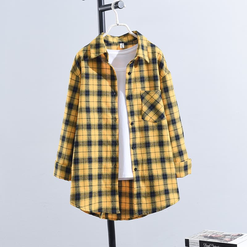 チェック柄ファッション ゆったりチェック柄シャツ