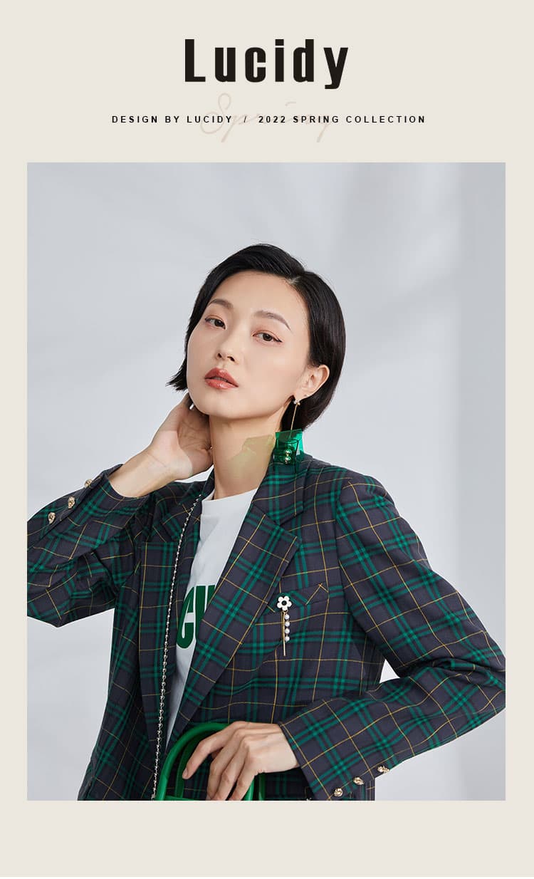 チェック服 クラシック格子柄テーラードジャケット