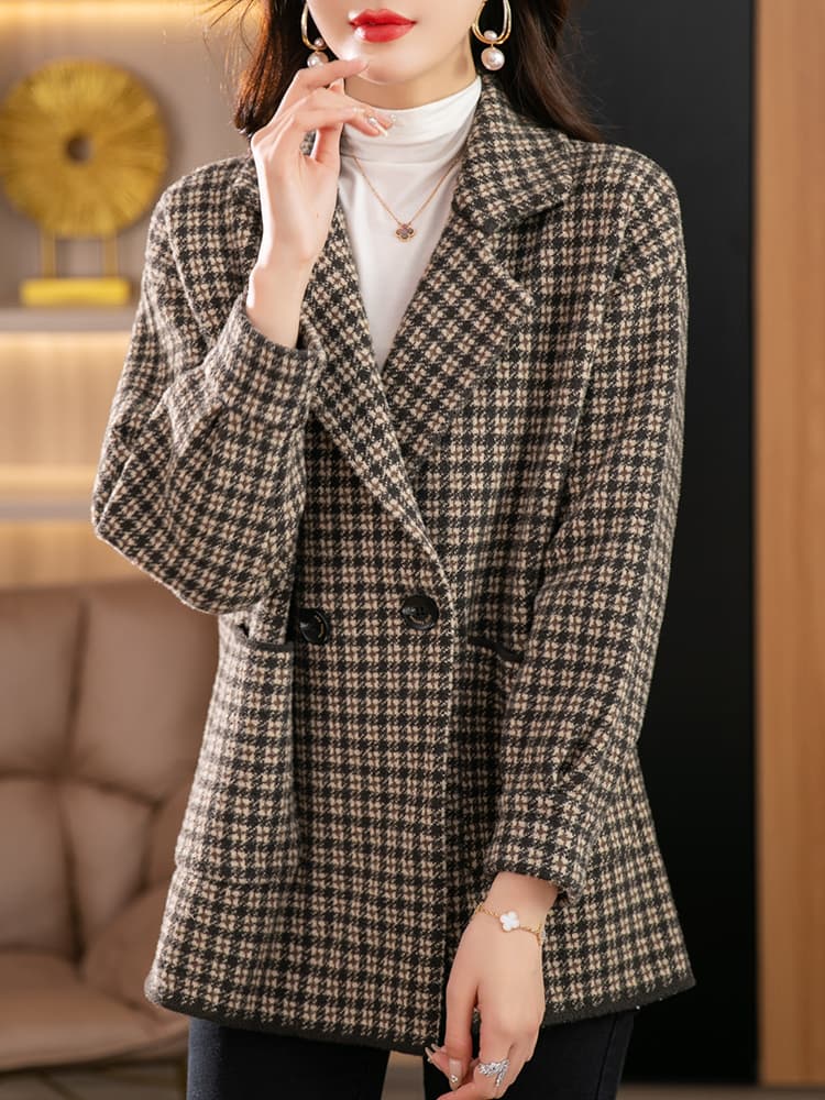 チェック服 レトロチェック柄テーラードコート