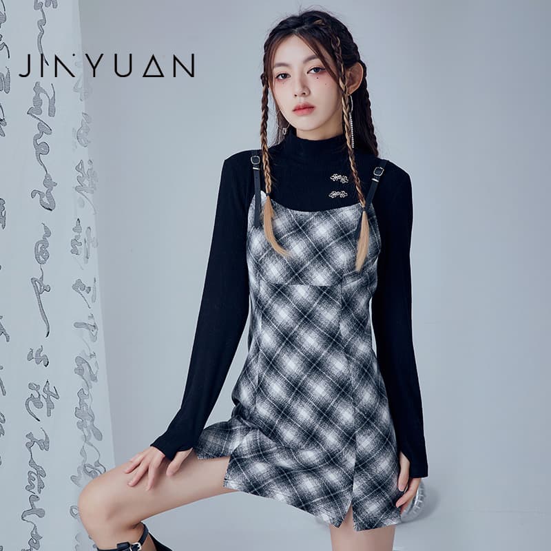 チェック服 チェック柄キャミソールワンピース