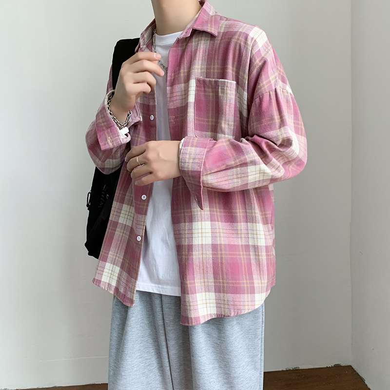 チェック柄ファッション 軽やかな大格子柄シャツ