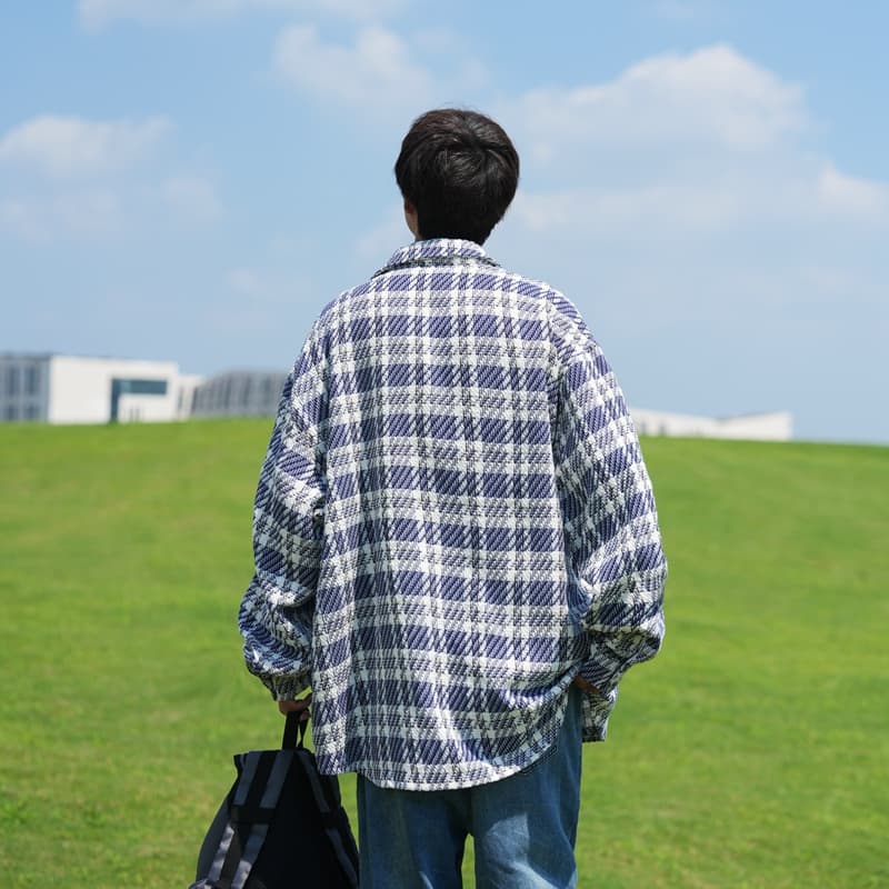 チェック柄ファッション ゆったりチェック柄シャツジャケット
