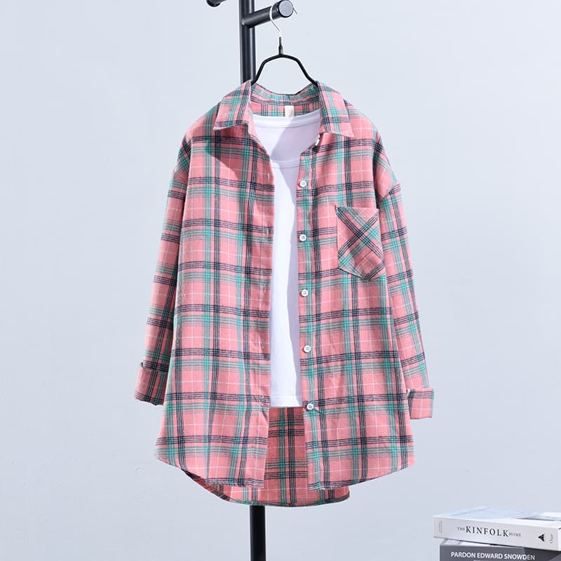 チェック柄ファッション ゆったりチェック柄シャツ