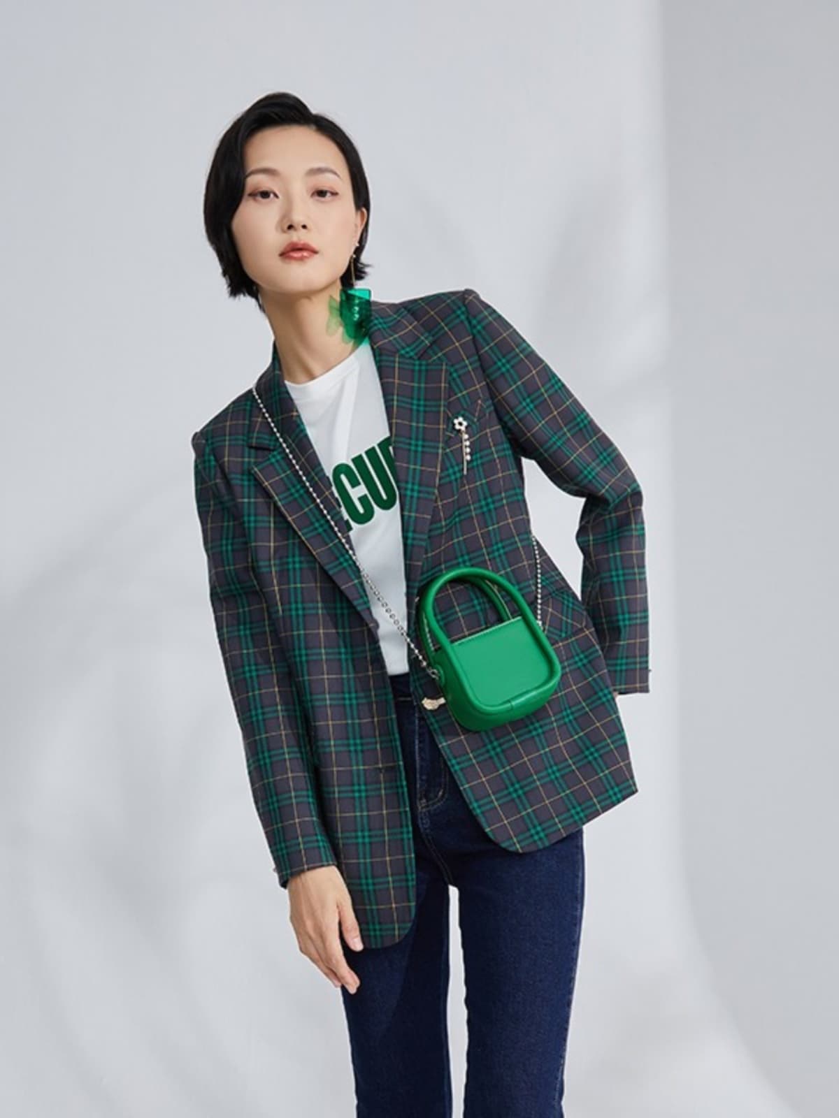 チェック服 クラシック格子柄テーラードジャケット