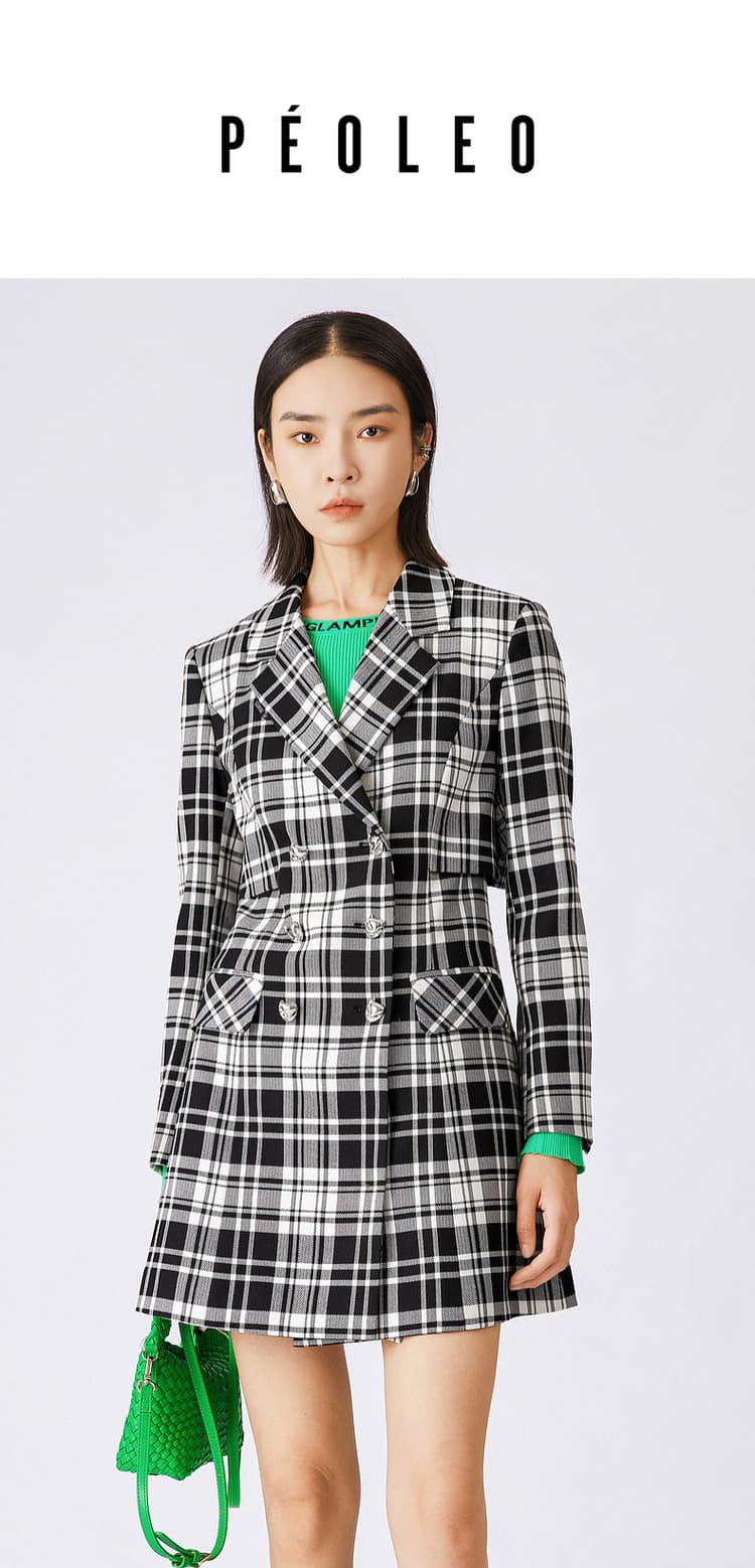 チェック服 レイヤード風チェック柄ワンピース