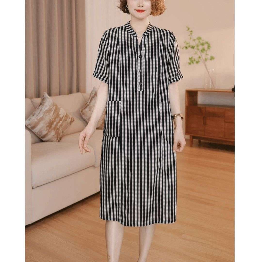 チェック柄ファッション ストライプ柄シャツワンピース