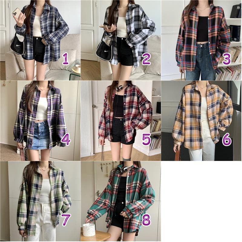 チェック 服トップス レディースチェック柄カジュアルシャツ