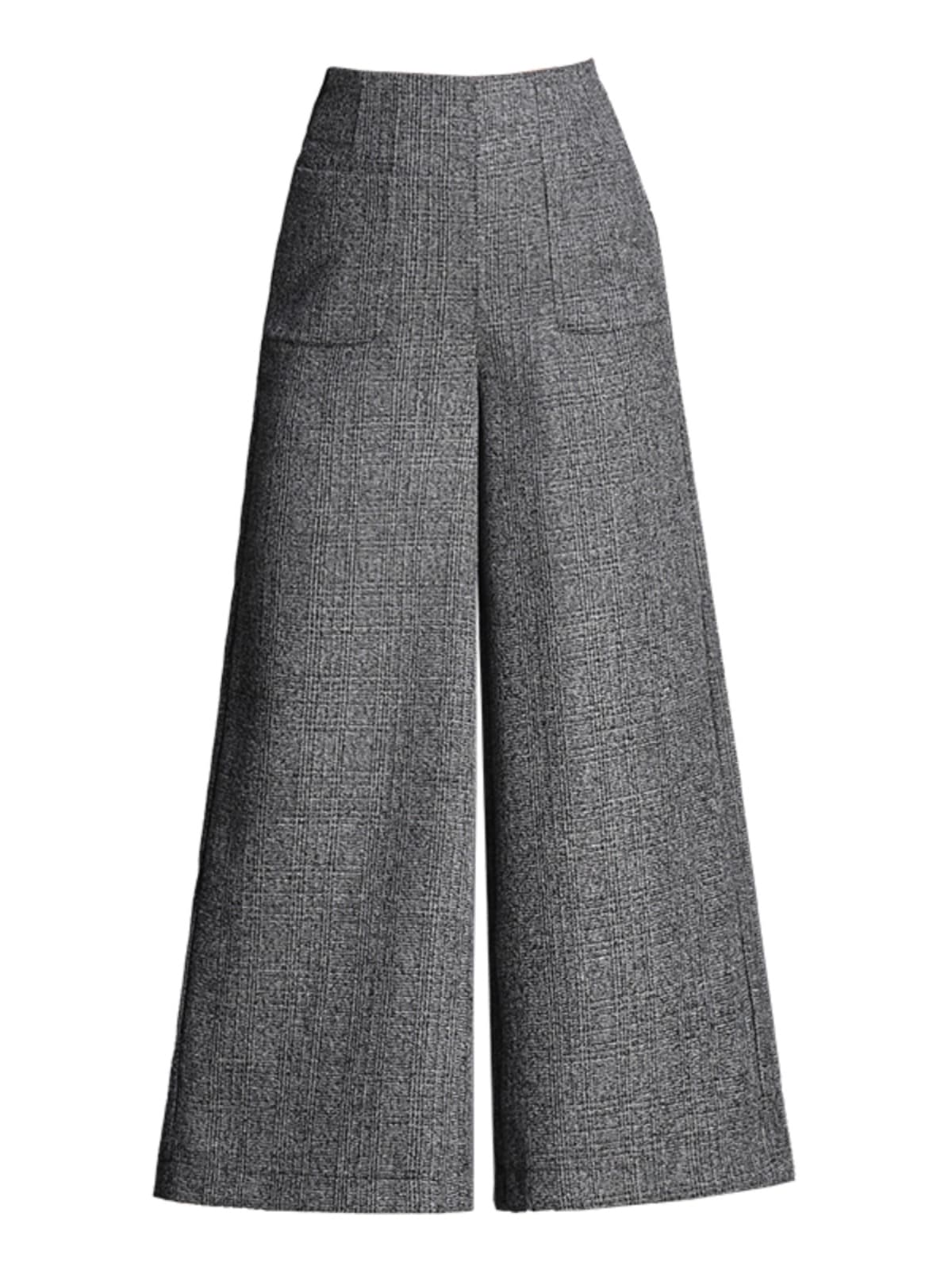 チェック柄ファッション ハイウエストチェック柄ワイドパンツ