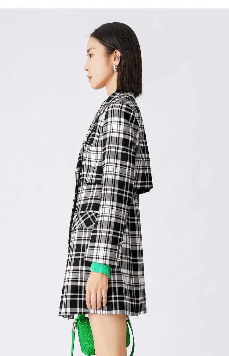 チェック服 レイヤード風チェック柄ワンピース