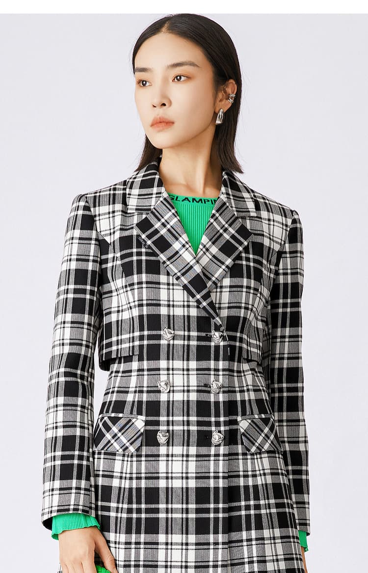 チェック服 レイヤード風チェック柄ワンピース