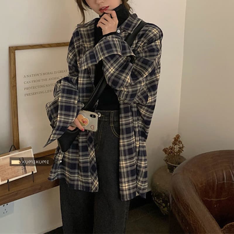 チェック 服 チェック柄長袖シャツ レディース ゆったり羽織りトップス