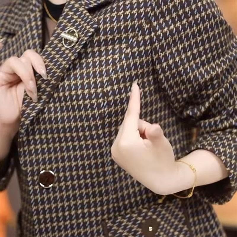 チェック服 千鳥格子柄ショート丈ジャケット