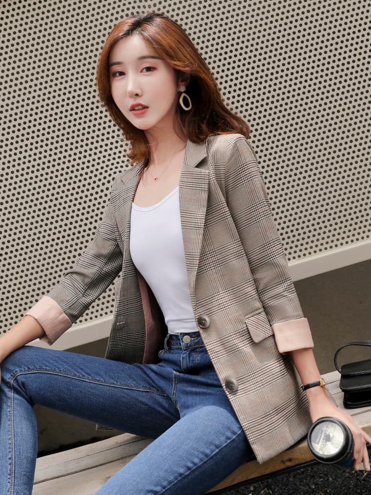 チェック服 チェック柄ショート丈ジャケット