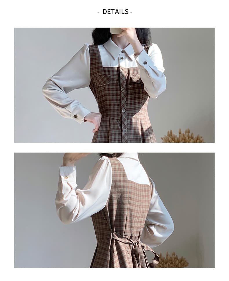 チェック服 クラシックチェック柄ジャンパースカートワンピース