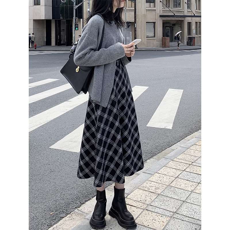 チェック柄ファッション チェック柄ロングフレアスカート