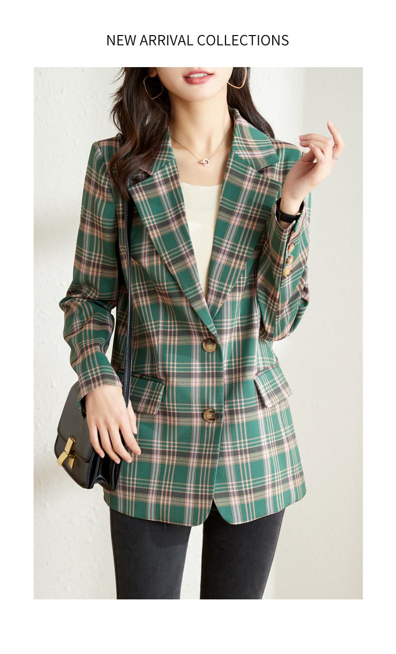 チェック服 上品チェック柄テーラードジャケット