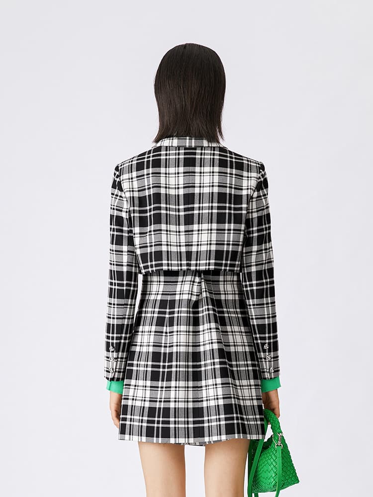 チェック服 レイヤード風チェック柄ワンピース